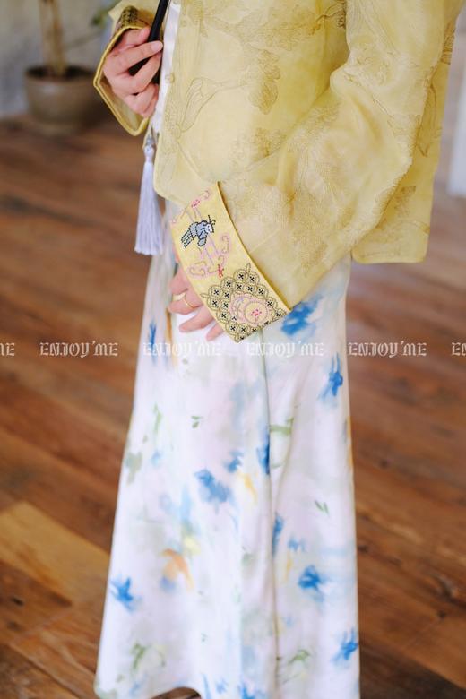 【门店同款】ENJOY夏季云敛-春光推盏粉绿繁枝中式外套 161922891 商品图2