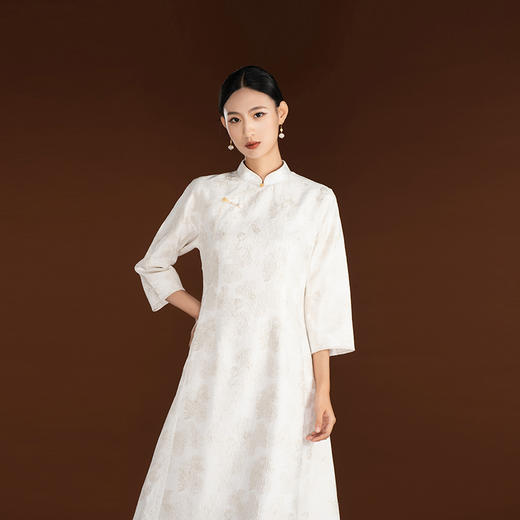 吉祥衣家新中式国风春夏新款白色气质显瘦女装春风戏浮生连衣裙 商品图3
