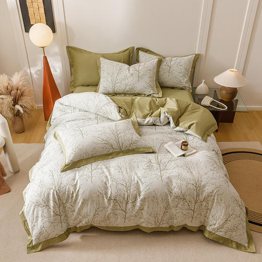 自然醒宽边三层纱提花四件套100全棉1.5米被套床单三件套床笠床品JY 商品图7