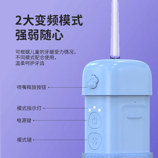 【儿童电动冲牙器，家用便携，牙齿清洗更轻松】儿童电动冲牙器 家用便携式洗牙器 水牙线正畸专用 牙齿清洗清洁神器-QQ 商品图2