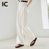 IC 白色简约透气舒适高腰直筒休闲裤女新款通勤气质百搭裤子 商品缩略图1