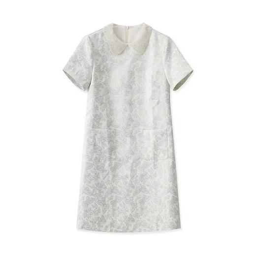 【高货wl】全新升级【铂金会员275/天猫369/差价94】(73043) 洛诗琳时尚名媛优雅新中式重工钉珠翻领金丝提花连衣裙 商品图4