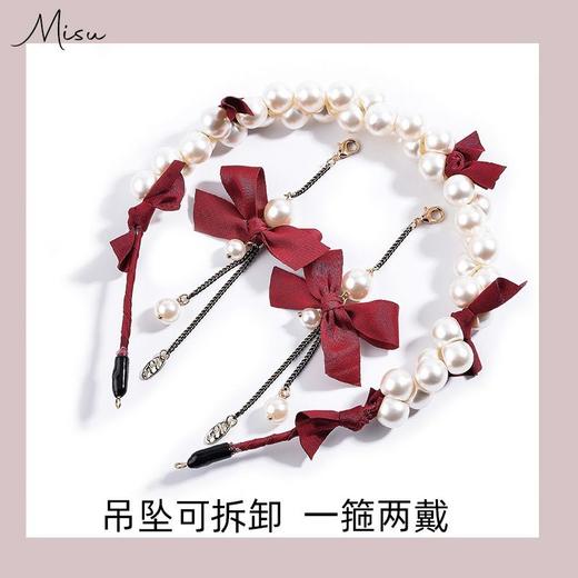 网红新款发箍女款高级感发饰新款蝴蝶结头饰珍珠流苏古风头箍发卡子 商品图1