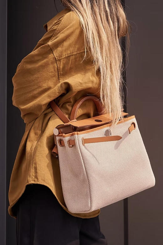 爱马仕 棕色 帆布拼皮 herbag31 斜挎包 商品图3
