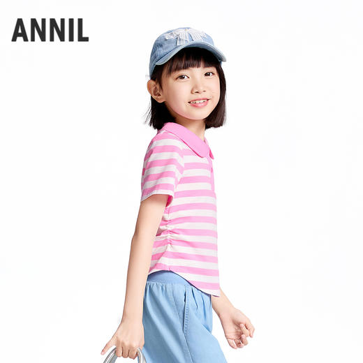 【实体店同款】女童翻领短袖针织衫夏季新款安奈儿童装AG521718 商品图2