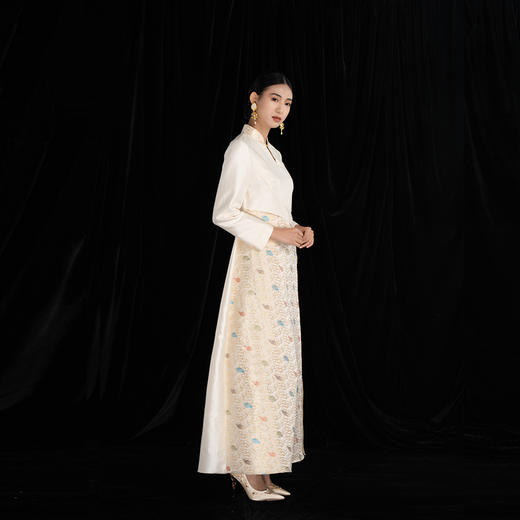 吉祥衣家新中式春秋高级感气质优雅轻奢修身小香风云霓纷兮连衣裙 商品图2