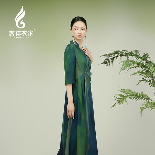 吉祥衣家新中式国风春夏新款高端气质显瘦修身女装窈窕淑女连衣裙 商品图2