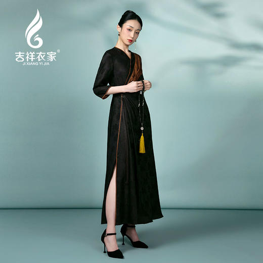 吉祥衣家中国风新中式复古女装2025新款春夏款女装花木深深连衣裙 商品图1