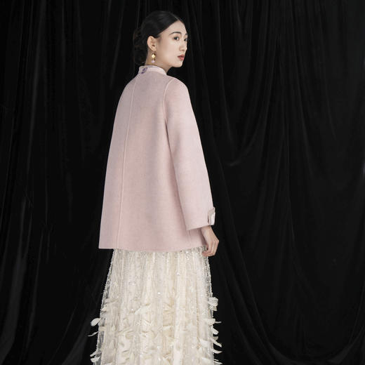 吉祥衣家新中式国风粉色上衣羊毛呢女装轻奢小香风秋兰以为佩外套 商品图3