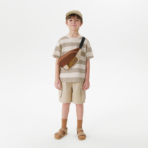 马克珍妮男童美式休闲条纹短袖T恤 儿童上衣2025年夏装新款550629 商品图2