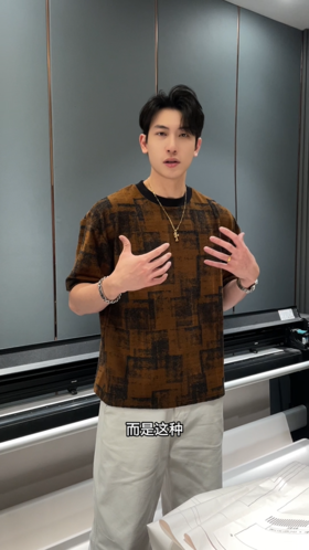 T2667夏季高级感新款美式撞色简约圆领短袖T恤时尚休闲潮流套头上衣