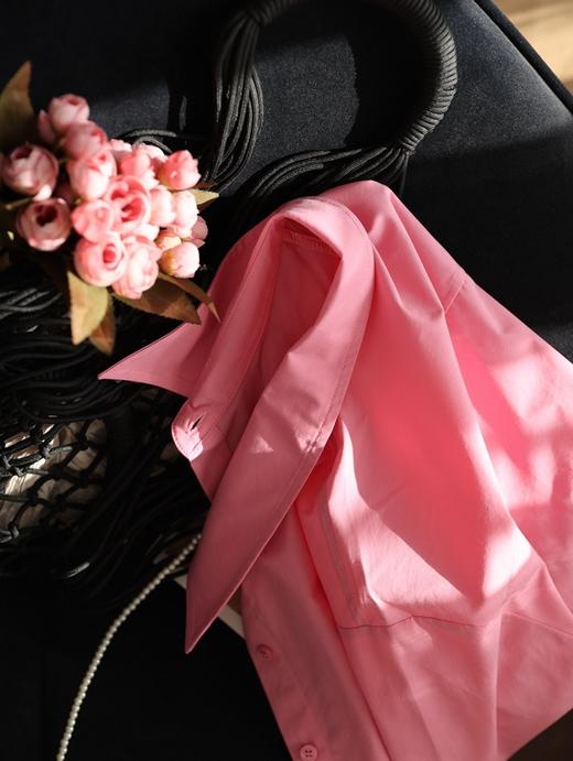 超养眼玫粉色莱赛尔棉舒适透气翻领长袖衬衫 商品图10