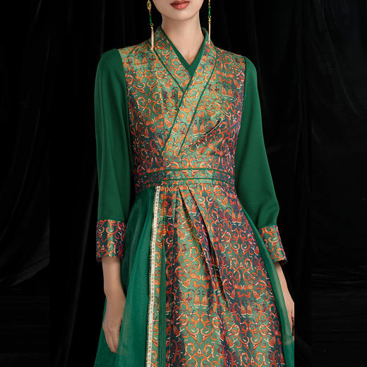 吉祥衣家新中式国风春秋新款高端显瘦气质修身女装龙凤共舞连衣裙 商品图4