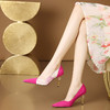 【预售7天】新款真皮气质名媛宴会高跟鞋浅口细跟高级感拼色蟒蛇皮单鞋女CX&361 商品缩略图0
