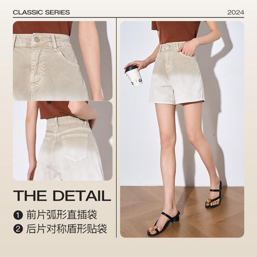 OLrain欧芮儿高腰牛仔裤女夏季2025年新款高腰宽松显瘦阔腿短裤 商品图3