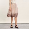 谜底优雅半身裙2024夏季新款文艺风格子刺绣宽松中长裙242MB0651 商品缩略图1