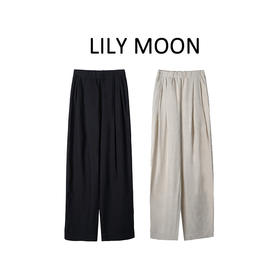 LILYMOON【亚麻直筒裤】松紧腰百搭休闲裤山本风