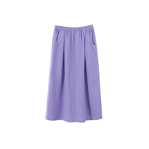 绽放旅行女装197朵/亚麻全腰松紧内加抽绳后开衩宽松显瘦半身裙 商品图4