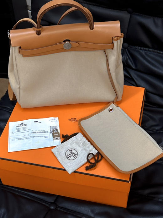 爱马仕 棕色 帆布拼皮 herbag31 斜挎包 商品图0