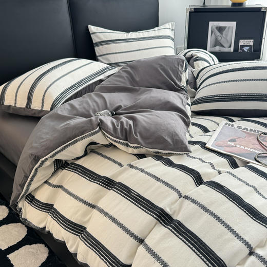 自然醒A类40支全棉提花四件套纯棉100简川星辰男孩被套宿舍床单三件套床品床笠JY 商品图4