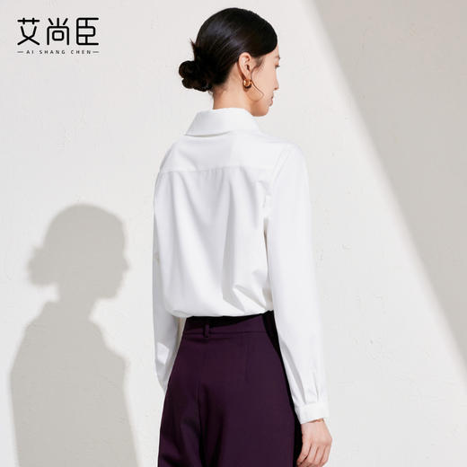 艾尚臣设计感衬衫女2025新款通勤白色衬衣长袖时尚简约挺括上衣春 商品图4
