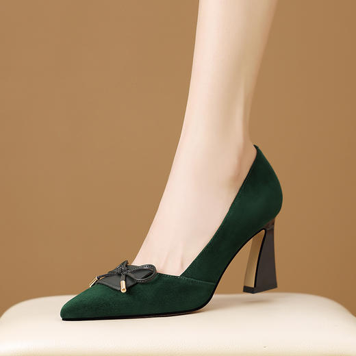 【预售5天】法式气质8cm粗跟高跟鞋，显瘦温柔蝴蝶结单鞋HY&H3616 商品图1