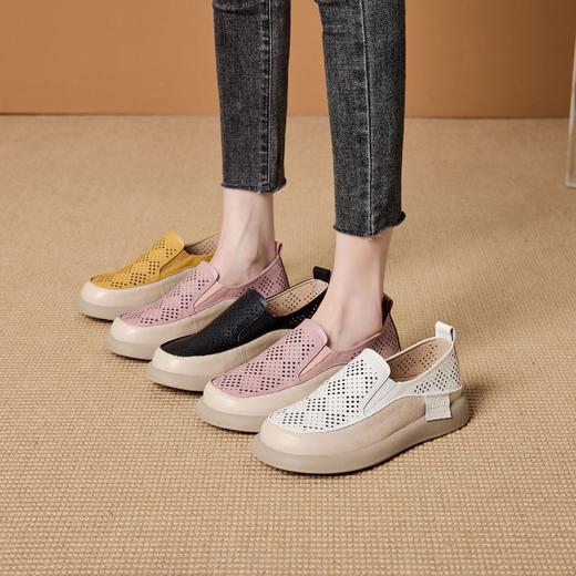 雀说 真皮镂空透气乐福鞋女273 商品图0