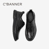 千百度男鞋英伦风手抓皮正装皮鞋黑色一脚蹬休闲皮鞋A25156304 商品缩略图4