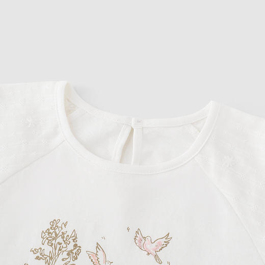 英氏儿童T恤夏季透气短袖亚麻透气女童套头衫25新款YRTCJ2R052A 商品图2