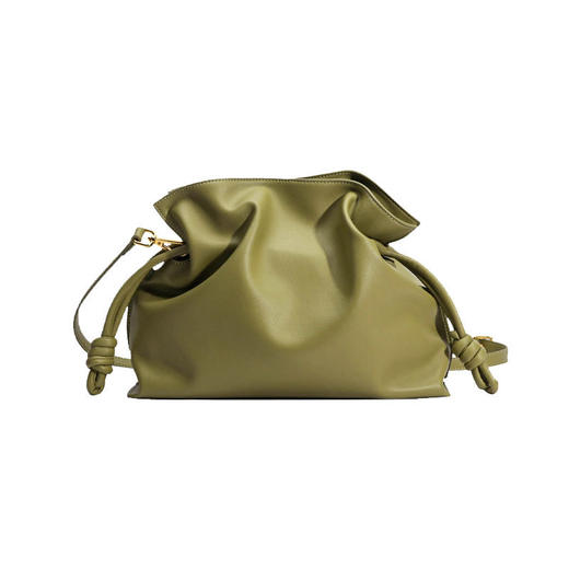 雀说 牛皮抽绳束口单肩斜挎褶皱福袋包女EK126-1 商品图4