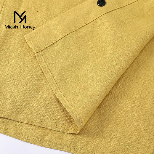 米加蜜时髦水洗亚麻衬衫外套 商品图8