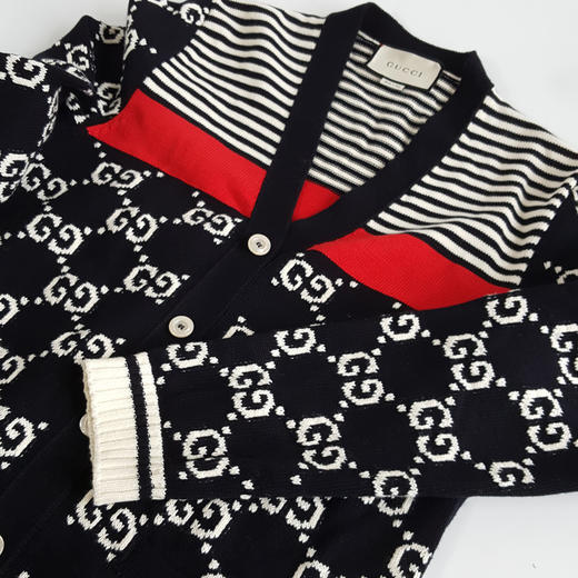 【95新】Gucci古驰黑白满印老花logo针织开衫外套中性款现售价：4700！270325NJS03 商品图4