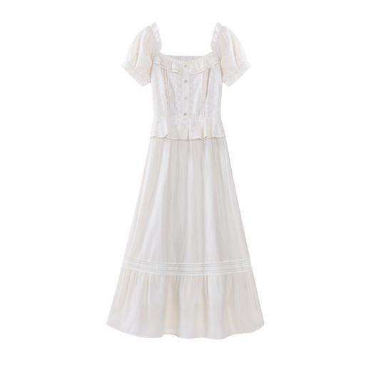 【65折秒杀】鹿向南「夏日捕梦网」夏季法式甜美拼接连衣裙女假两件气质长裙DYL661741 商品图0