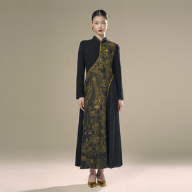 吉祥衣家2025新款春夏秋新国风新中式日月忽其不淹兮女装连衣裙