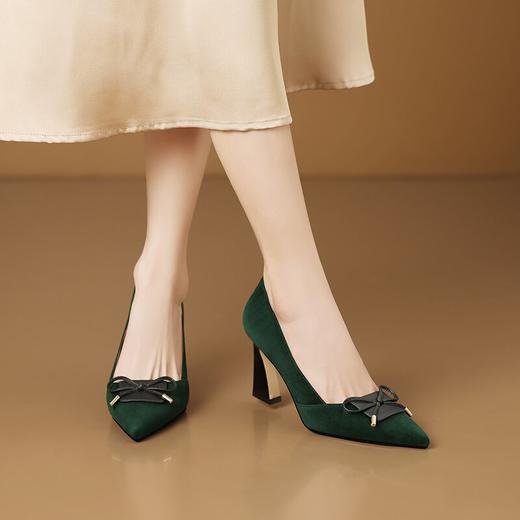 【预售5天】法式气质8cm粗跟高跟鞋，显瘦温柔蝴蝶结单鞋HY&H3616 商品图3