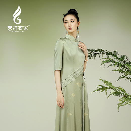 吉祥衣家新中式国风夏新款高端气质修身女装穿花峡蝶连衣裙 商品图1