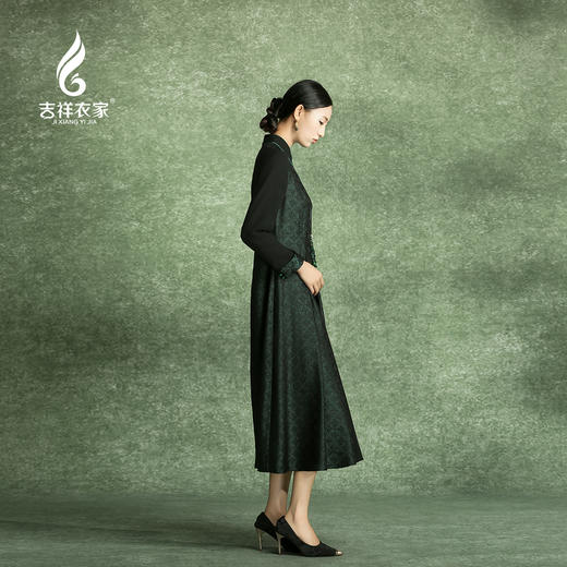 吉祥衣家新中式国风春夏新款高端气质显瘦修身女装万顷琉璃连衣裙 商品图1