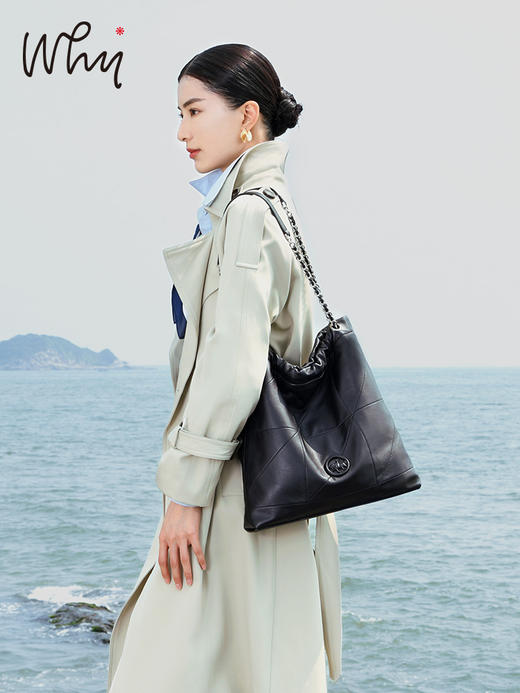 Why女包头层牛皮拾荒托特包小众设计高级感垃圾袋复古菱格流浪包 商品图2