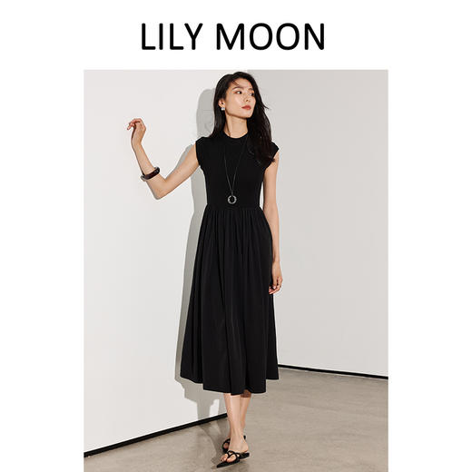 LILYMOON【立领小黑裙】极简小黑裙法式气质优雅羊毛轻奢 商品图3