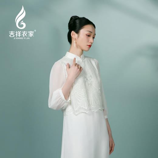 吉祥衣家新中式国风春夏新款高端气质显瘦修身女装风露幽妍连衣裙 商品图3