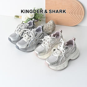 经典鲨2025夏季新款时尚韩版网状透气舒适系带跑步休闲老爹鞋女KW219-529061