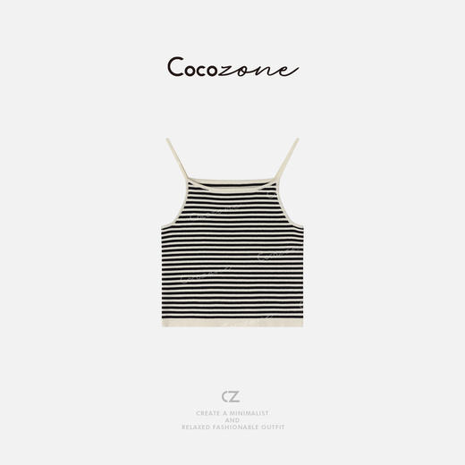 COCO ZONE 刘一一 2025新款撞色条纹显瘦百搭无袖背心ACD1A0164 商品图0