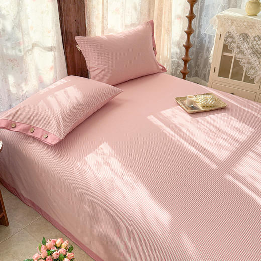 自然醒宽边纯棉老粗布床单单件简约纯棉被单宿舍单人枕套三件套夏季新款JY 商品图3