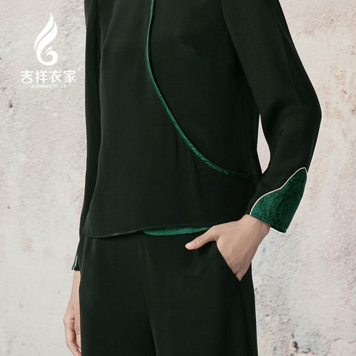 吉祥衣家新中式国风夏新款高端气质显瘦修身女装下衣翠萝西风裤子 商品图4