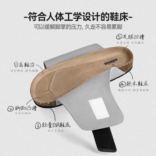 马登穆勒鞋男2025夏季新款软木一字休闲外穿凉拖鞋魔术贴 商品图2