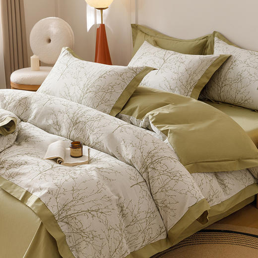 自然醒宽边三层纱提花四件套100全棉1.5米被套床单三件套床笠床品JY 商品图3