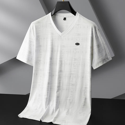 【冰丝】【DPF】大依优型大码V领短袖T恤加肥加大码时尚冰丝速干半袖上衣男士夏季新款 商品图1