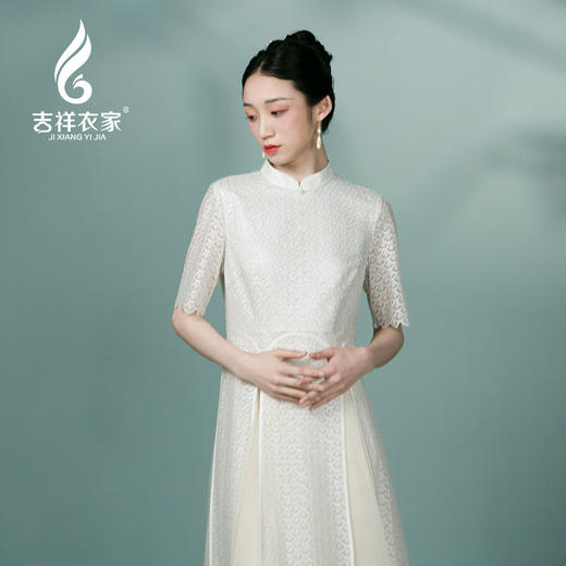 吉祥衣家新中式国风春夏新款高端气质显瘦修身女装双飞翼连衣裙 商品图3