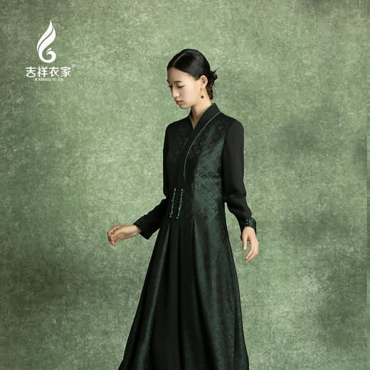 吉祥衣家新中式国风春夏新款高端气质显瘦修身女装万顷琉璃连衣裙 商品图4