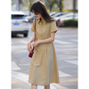 【专属特价】熙世界莱赛尔衬衫连衣裙女短袖2025夏季新款收腰工装风卡其色裙子 商品缩略图3